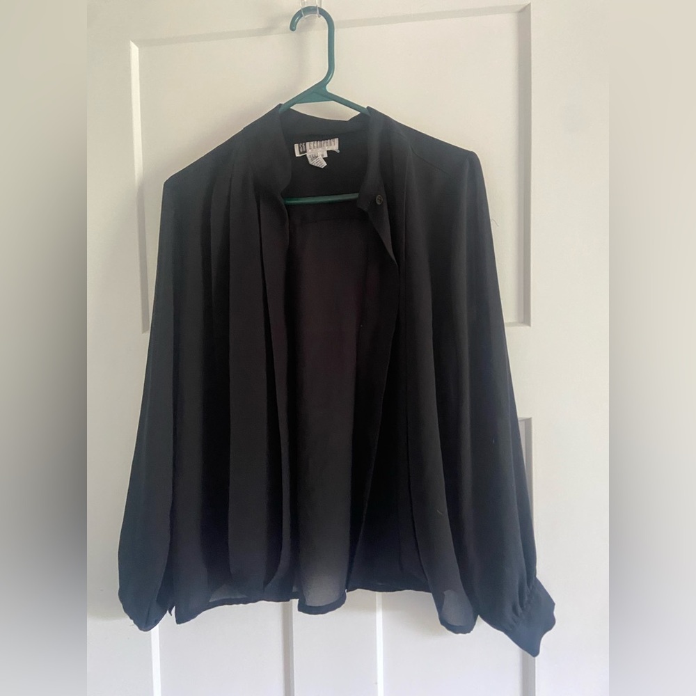 Black Sheer button-down Blouse